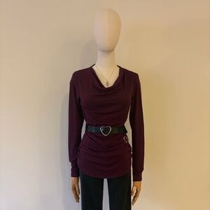 Banana Republic Plum Cowl Neck Ruched Long Sleeve Top - XS